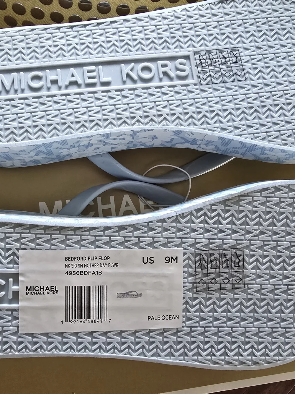 Michael Kors Women's Light Blue Floral Flip Flops